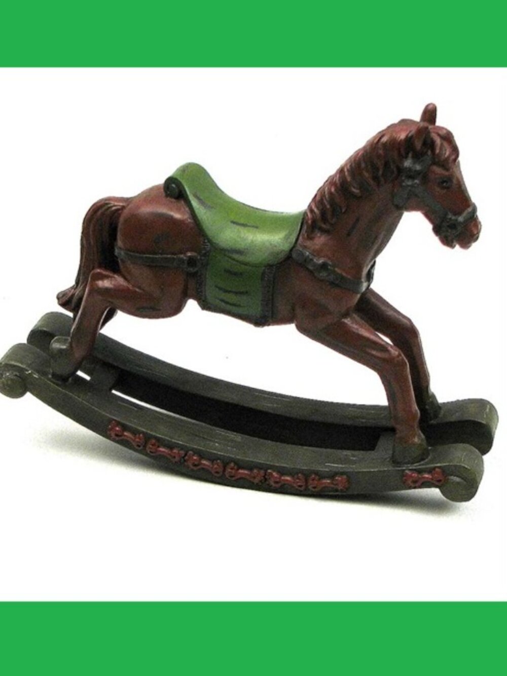 Wooden looking Stone Resin TOY Rocking Horse **9" wide by 7 1/4" tall** TOY 0297